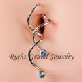 316L Surgical Steel Star Cubic Zircon Spiral Navel Rings